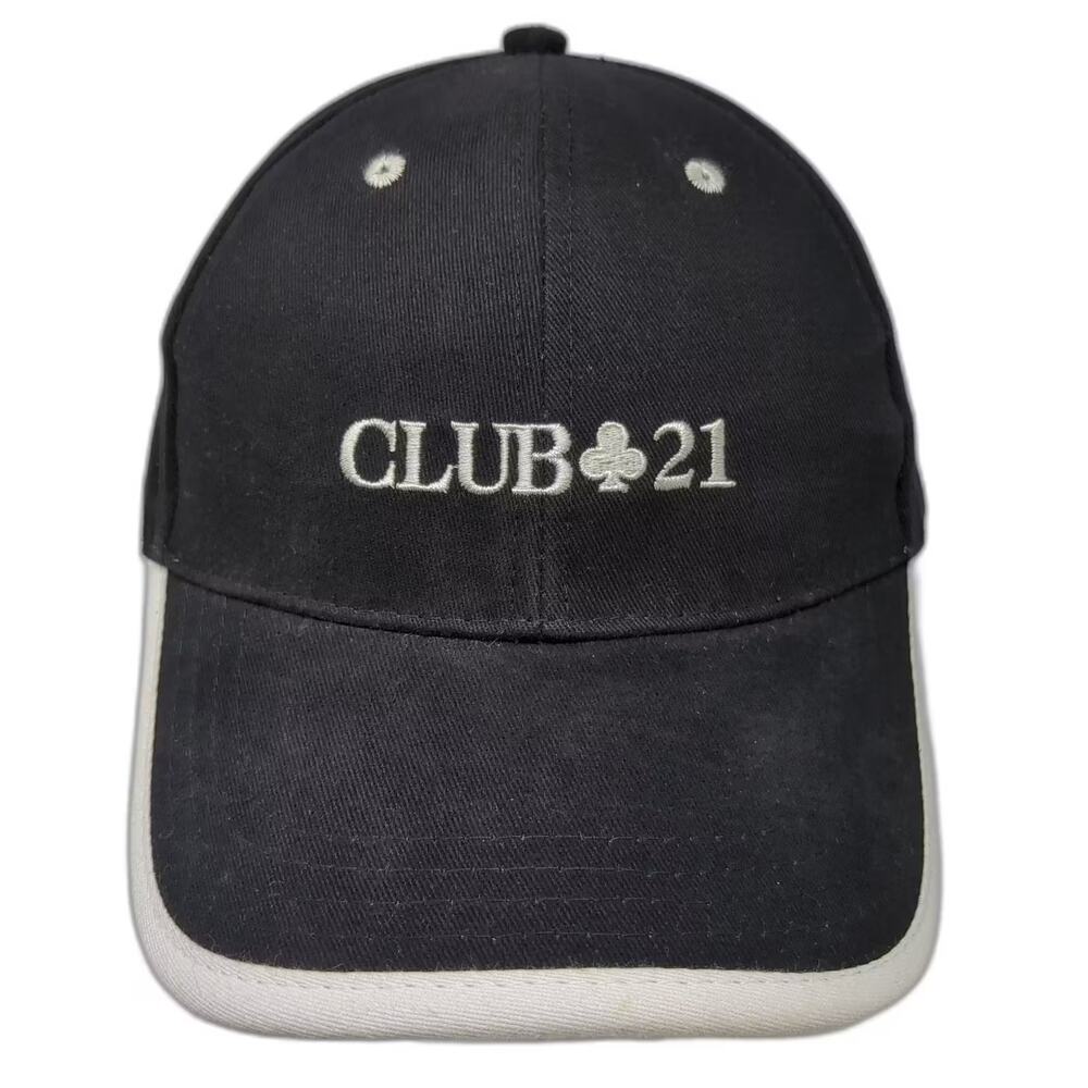 Club 21 Baseball Cap Black White Cotton Embroidered Adjustable One Size Hat
